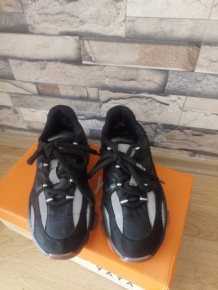 Siyah Platform Topuklu Kadın Spor Ayakkabı - Görsel 3