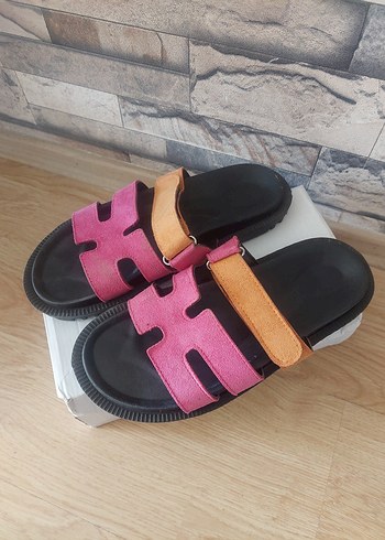 Pembe Tokalı Platform Topuklu Kadın Terlik - Görsel 2