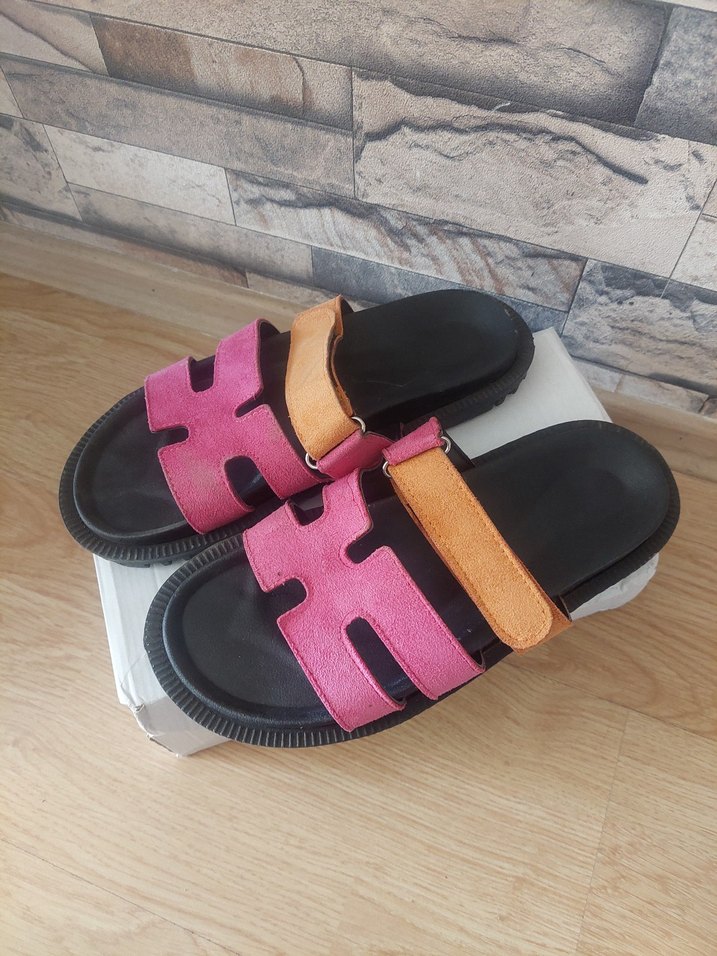 Pembe Tokalı Platform Topuklu Kadın Terlik - Görsel 2