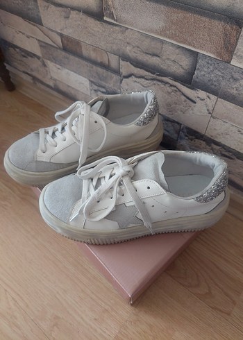 Beyaz Süet Kadın Sneakers - Görsel 5