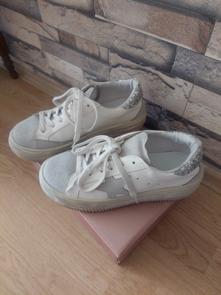 Beyaz Süet Kadın Sneakers - Görsel 5