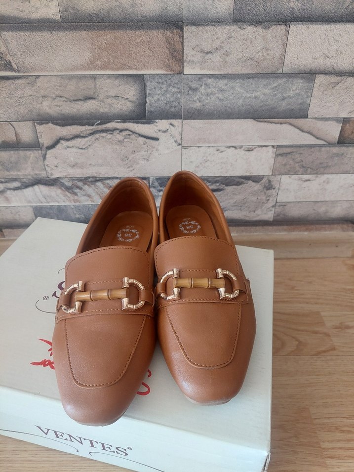 Bej Deri Tokalı Kadın Loafer - Görsel 5