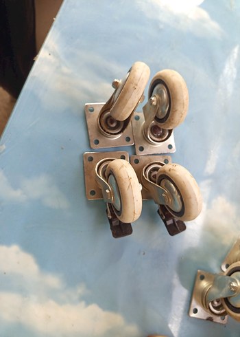 Bej Gri Döner Tekerlek Seti frenli - Görsel 5