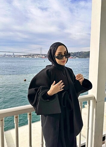 universal Beden siyah Renk Meryem Merve Kaygusuz Siyah Kaşe Kaban