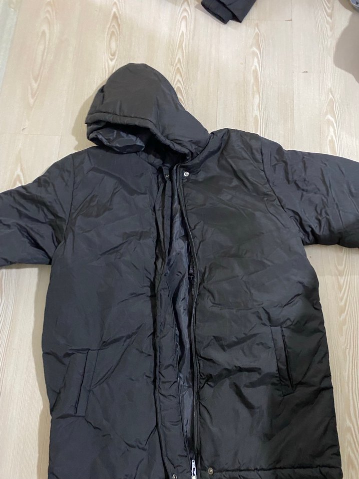 Kapüşonlu Siyah erkek Kış Montu - Görsel 4