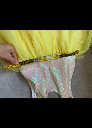 Sarı Tüllü Kolsuz Kız Çocuk Elbise - Görsel 6