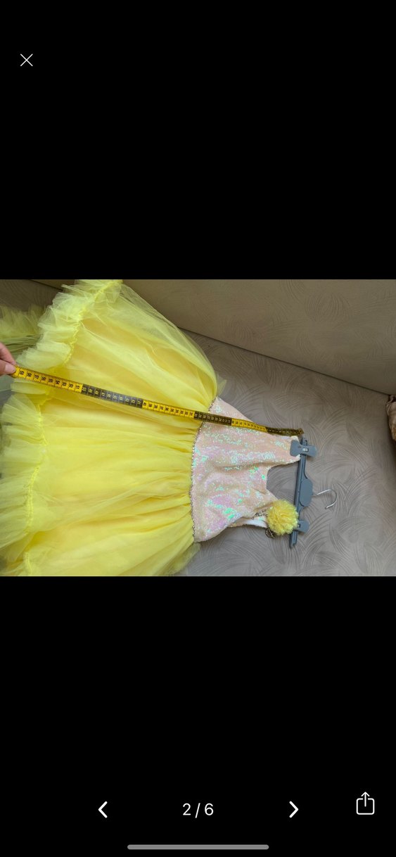 Sarı Tüllü Kolsuz Kız Çocuk Elbise - Görsel 5