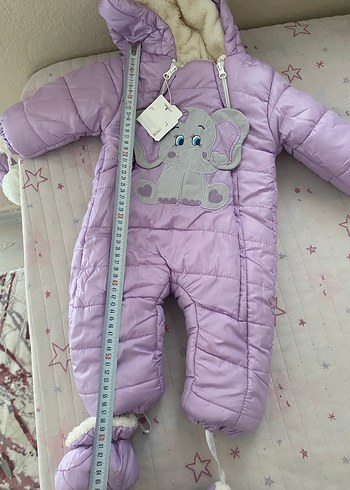 Mor Kürklü Bebek Kız Tulumu astronot mont - Görsel 5