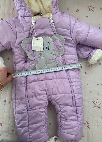 Mor Kürklü Bebek Kız Tulumu astronot mont - Görsel 7