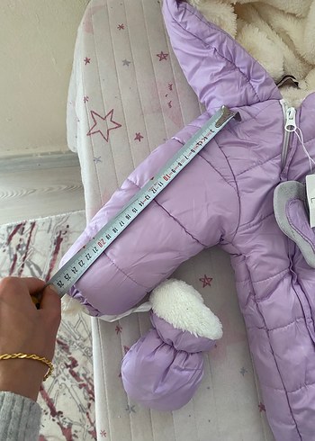 Mor Kürklü Bebek Kız Tulumu astronot mont - Görsel 6