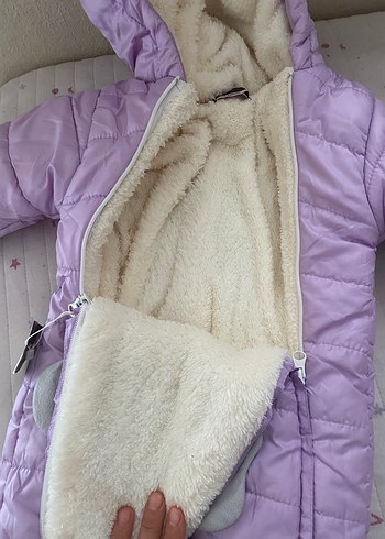 Mor Kürklü Bebek Kız Tulumu astronot mont - Görsel 9