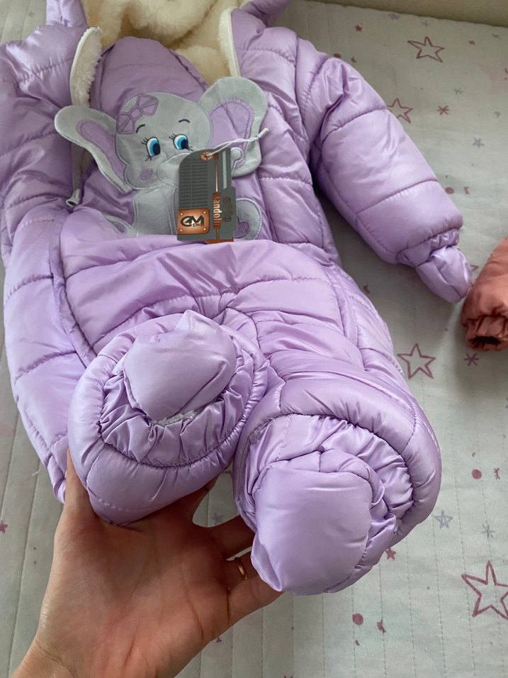 Mor Kürklü Bebek Kız Tulumu astronot mont - Görsel 2