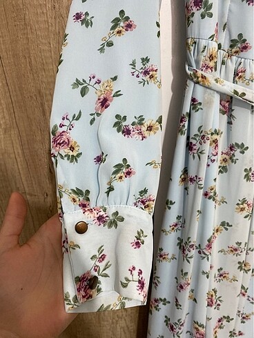 xl Beden mavi Renk Çiçekli tesettür elbise