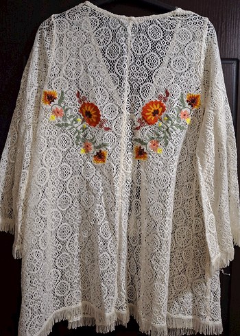 penti Uzun Kollu Nakışlı Bohem Kadın Sabahlık - Görsel 4