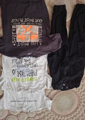 4 lü fiyatıdır Bol Kesim Siyah Eşofman Altı ve Beyaz Tişört - Görsel 6