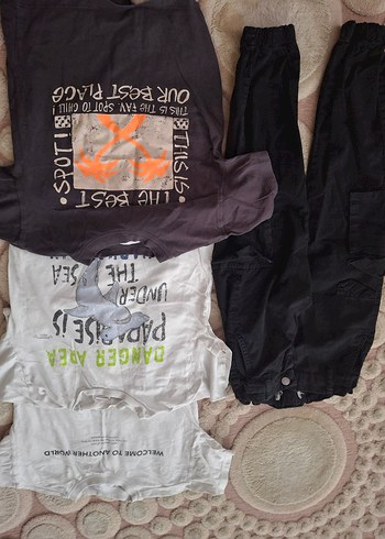 4 lü fiyatıdır Bol Kesim Siyah Eşofman Altı ve Beyaz Tişört - Görsel 7