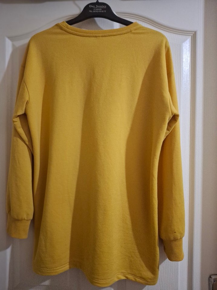 Sarı Baskılı Kadın Sweatshirt - Görsel 5