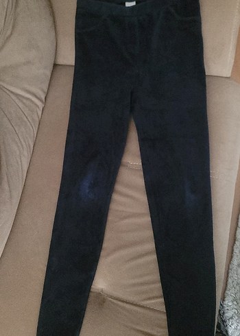 Lacivert kadife Kiz çocuk tayt pantolon - Görsel 4