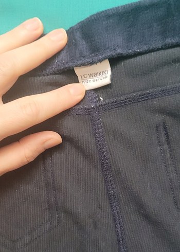 Lacivert kadife Kiz çocuk tayt pantolon - Görsel 5