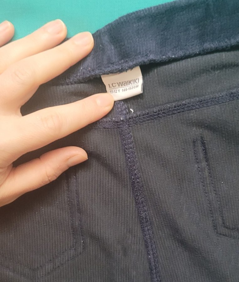 Lacivert kadife Kiz çocuk tayt pantolon - Görsel 5