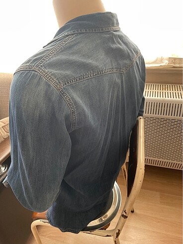 xl Beden Mavi jeans kot gömlek