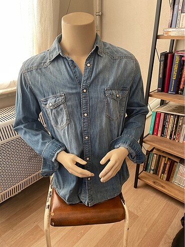 xl Beden mavi Renk Mavi jeans kot gömlek