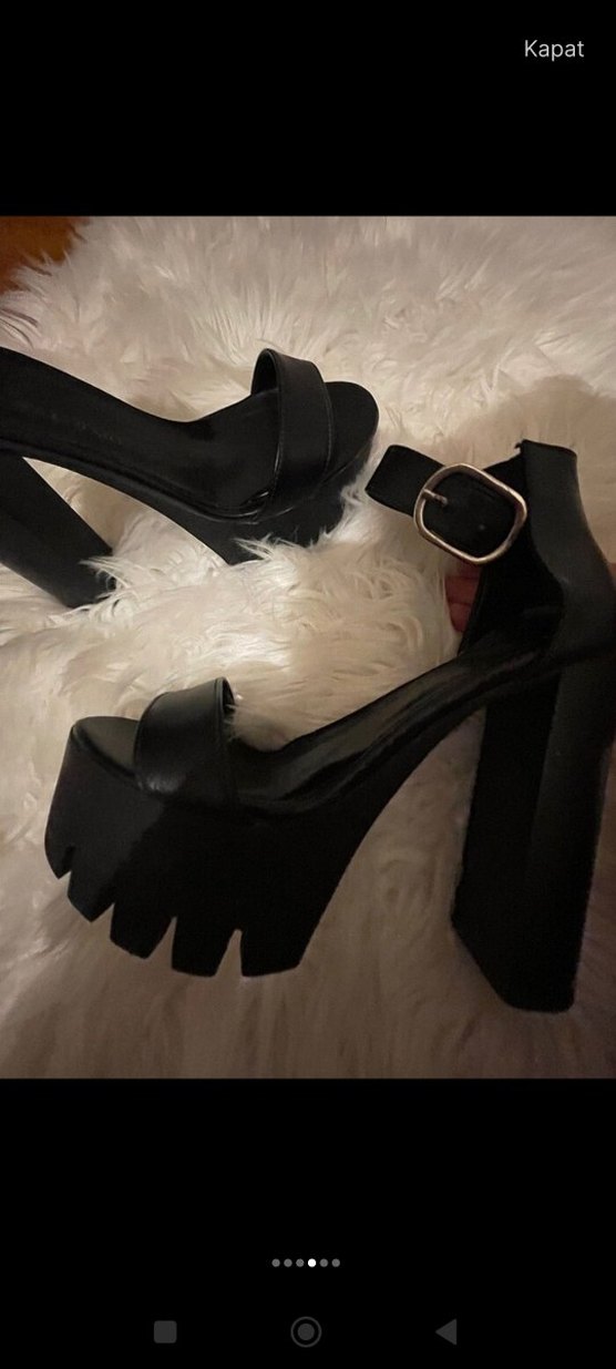 Kadın Siyah Platform Topuklu Deri Ayakkabı - Görsel 4
