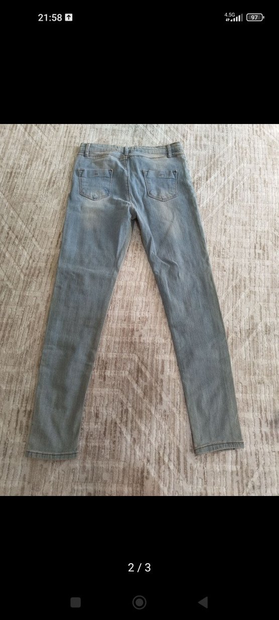 Yırtık Detaylı Rahat Kesim Kadın Kot Pantolon - Görsel 2