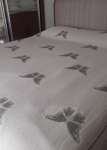 Gri Baskılı Yatak Örtüsü (pike) - Görsel 4