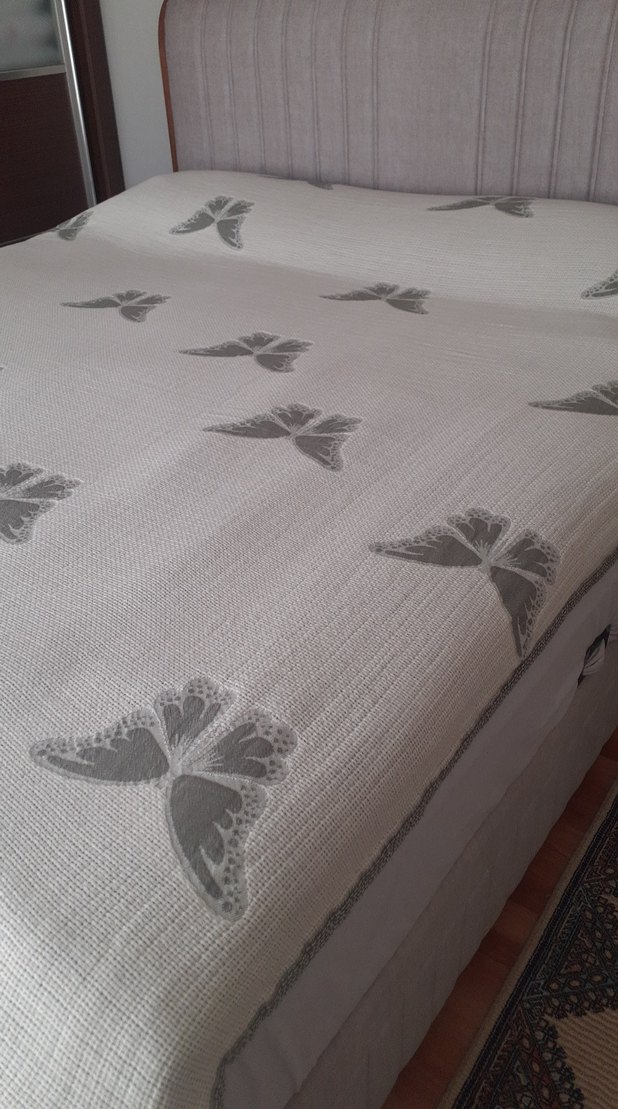 Gri Baskılı Yatak Örtüsü (pike) - Görsel 3