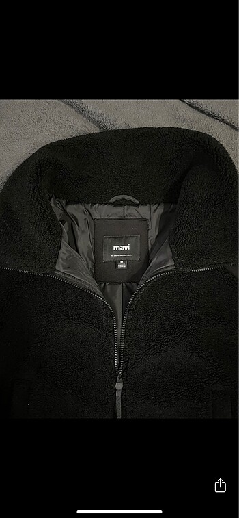 m Beden Mavi peluş mont