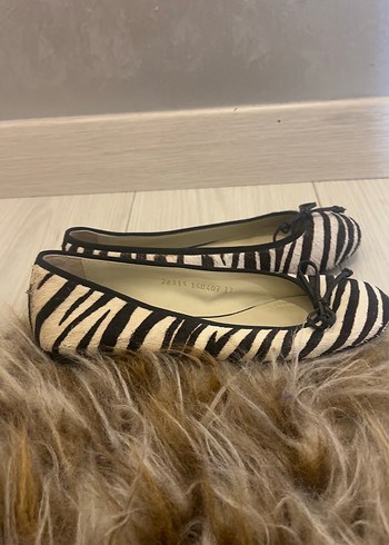Kahverengi Zebra Desenli Kadın Babet