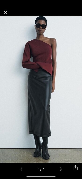 zara asimetrik triko bluz
