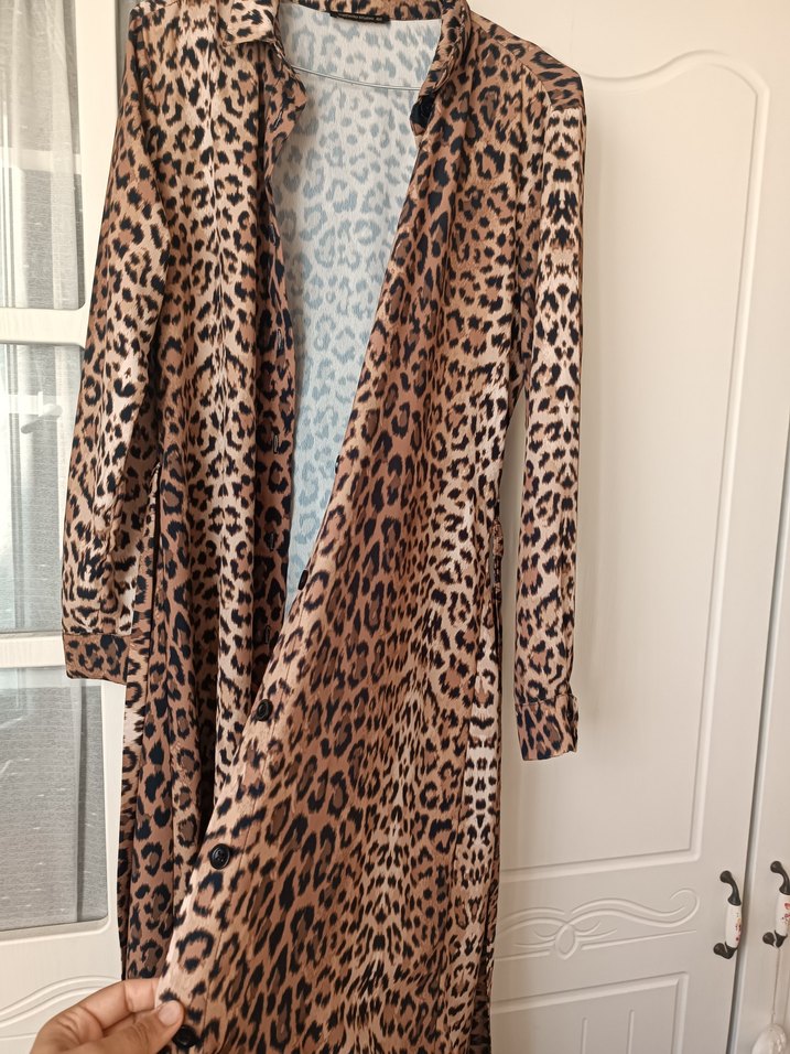 Leopar Desenli Uzun Elbise - Görsel 2