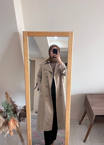 40 Beden Bej Midi Kadın Trençkot merve Gültekin