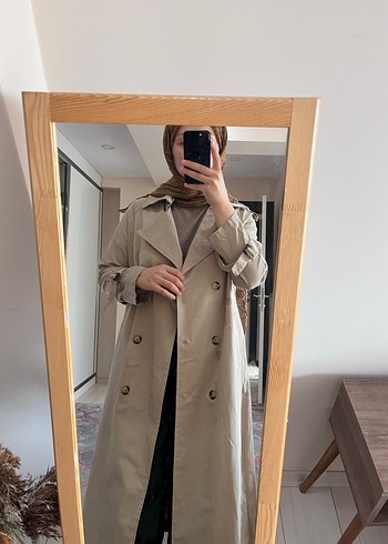 40 Beden camel Renk Bej Midi Kadın Trençkot merve Gültekin