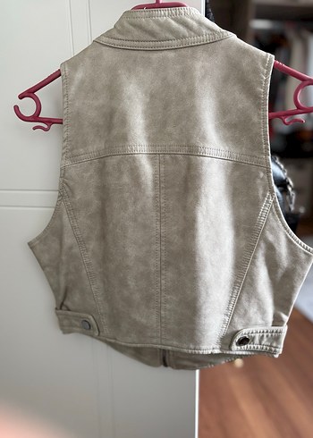 Bershka Kolsuz Bej deri Kadın Yelek - Görsel 2