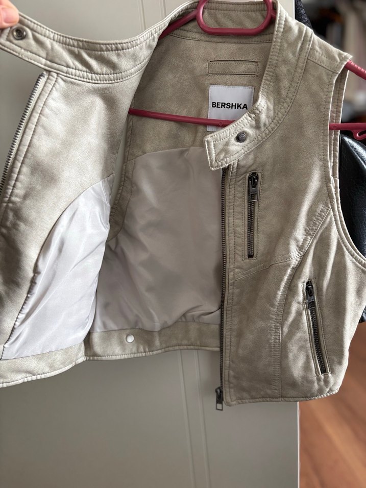 Bershka Kolsuz Bej deri Kadın Yelek - Görsel 3