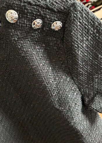 Düğme detaylı Siyah Mini Kadın Bluz - Görsel 4