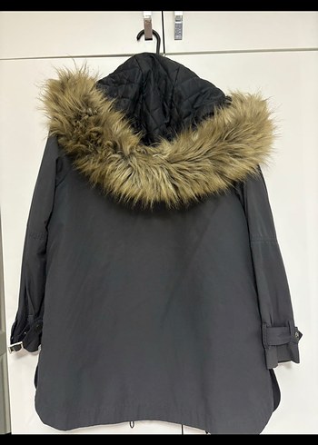 Mango Kürk Detaylı Gri Kadın Midi Mont - Görsel 3