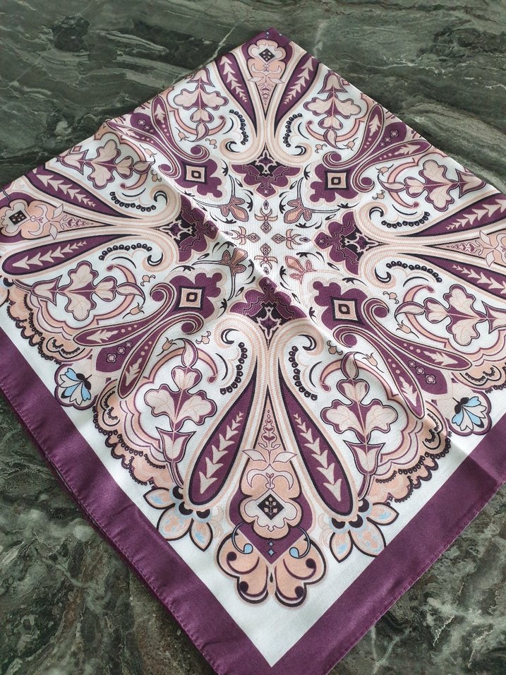 Mürdüm Bohem Desenli soft eşarp - Görsel 2