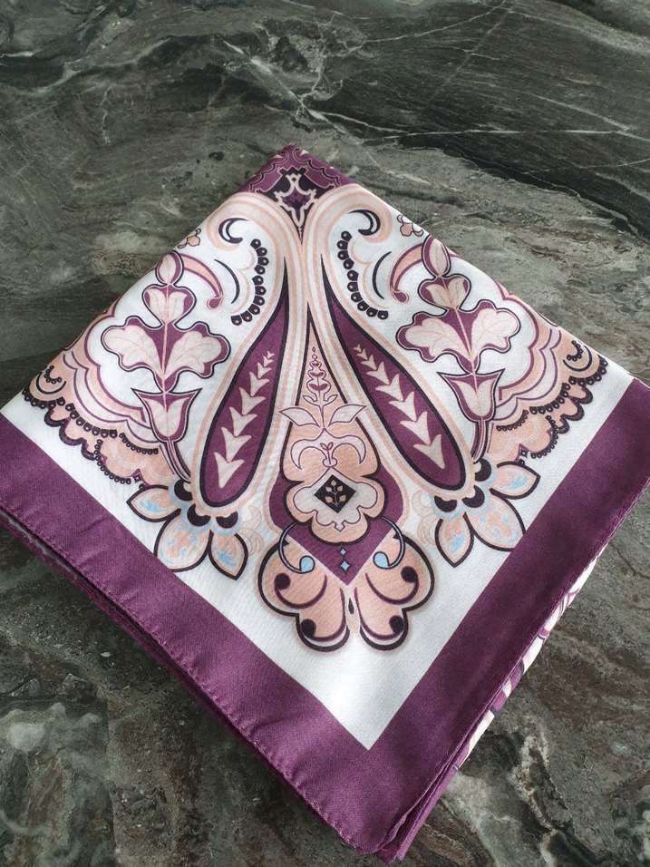 Mürdüm Bohem Desenli soft eşarp - Görsel 3