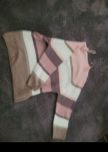 Pastel Renkli Boğazlı Örgü Kadın Kazak - Görsel 3