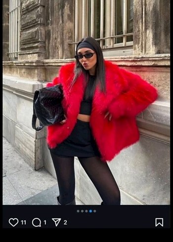 peluş kürk kırmızı - Görsel 3