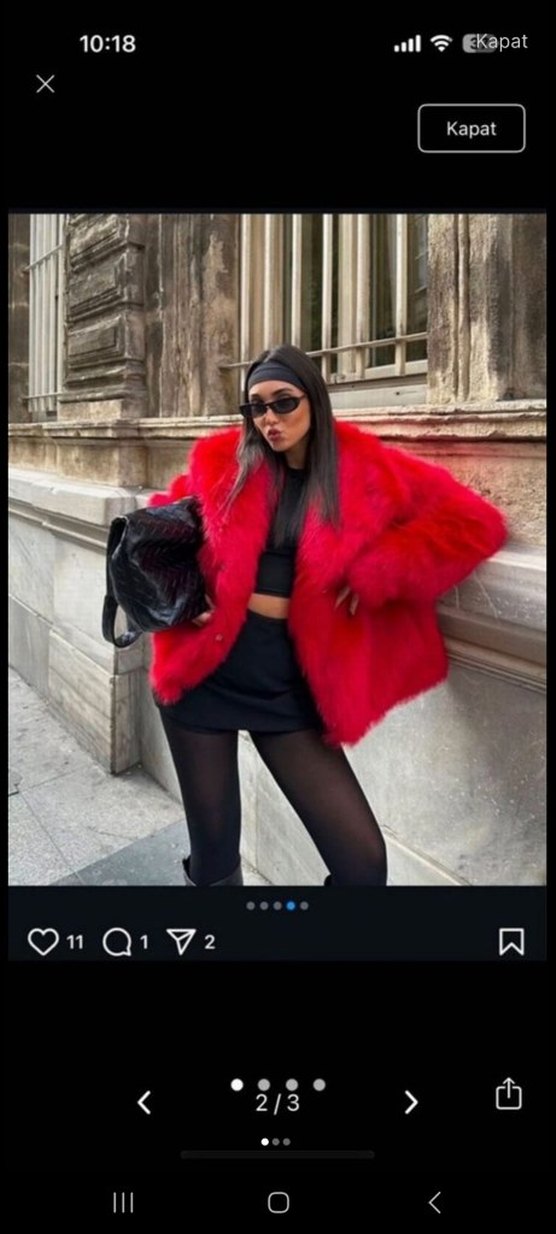 peluş kürk kırmızı - Görsel 3
