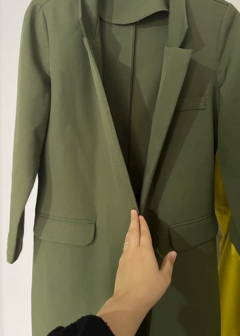 Kadın Haki Düğmeli Blazer Ceket - Görsel 3