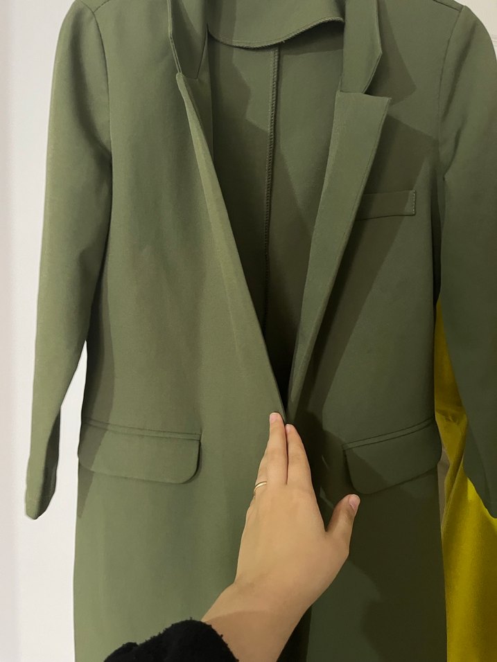 Kadın Haki Düğmeli Blazer Ceket - Görsel 3