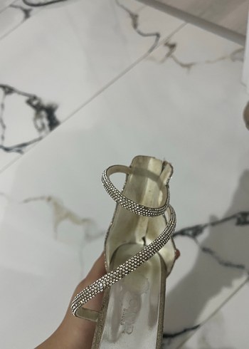 Bej Kadın Stiletto Topuklu Abiye Ayakkabı - Görsel 4