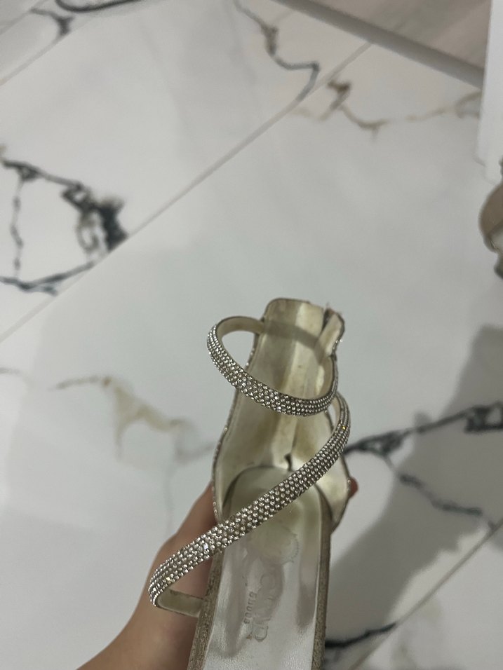 Bej Kadın Stiletto Topuklu Abiye Ayakkabı - Görsel 4