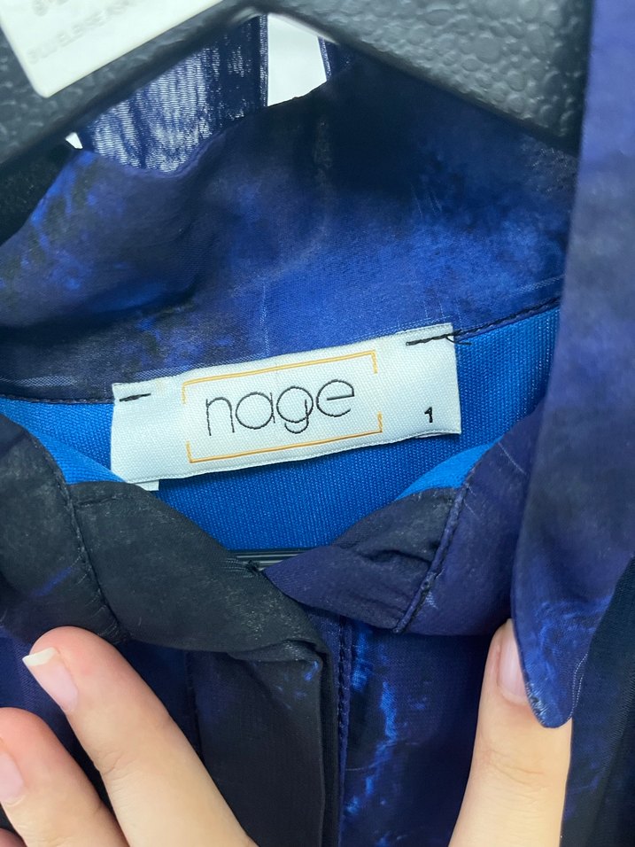 Saks mavi hakim yaka şifon elbise - Görsel 5